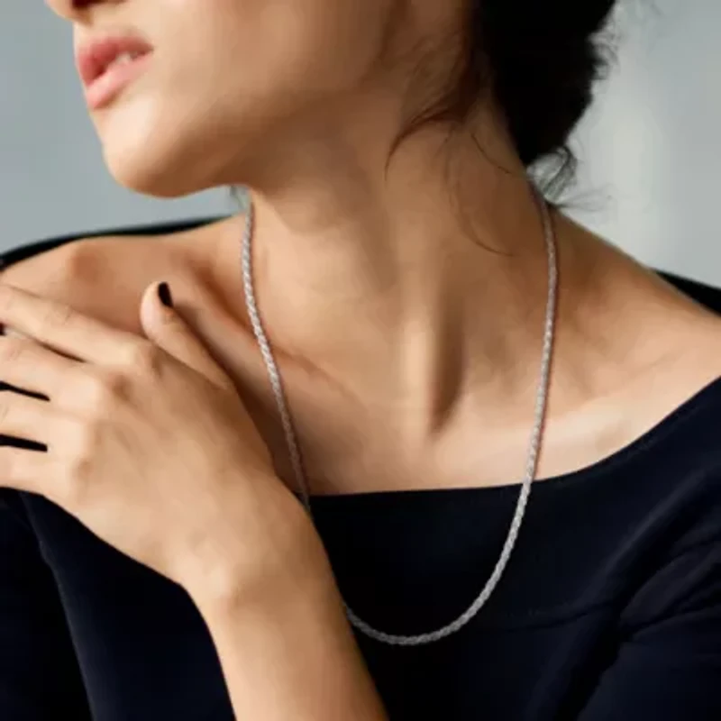 2.9mm Diamond Cut Rope Chain Necklace in Sterling Silver