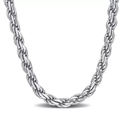 3.15mm Diamond Cut Rope Chain Necklace in Sterling Silver