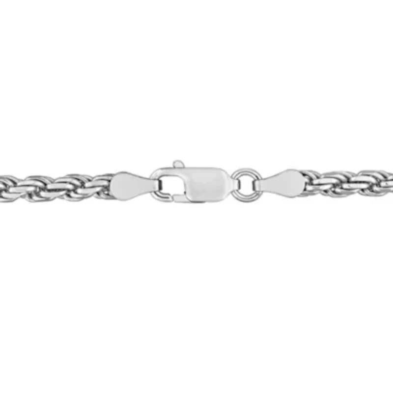 3.15mm Diamond Cut Rope Chain Necklace in Sterling Silver