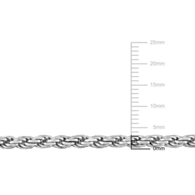 3.15mm Diamond Cut Rope Chain Necklace in Sterling Silver