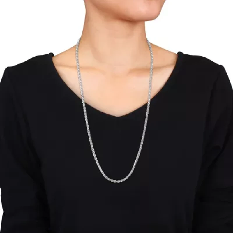 3.15mm Diamond Cut Rope Chain Necklace in Sterling Silver