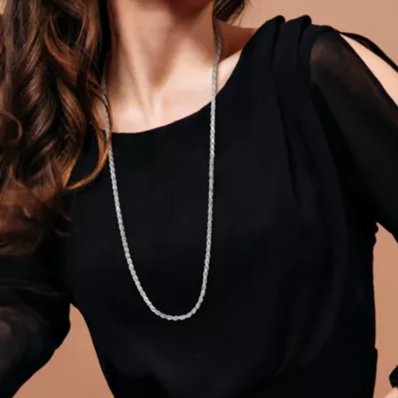 3.15mm Diamond Cut Rope Chain Necklace in Sterling Silver