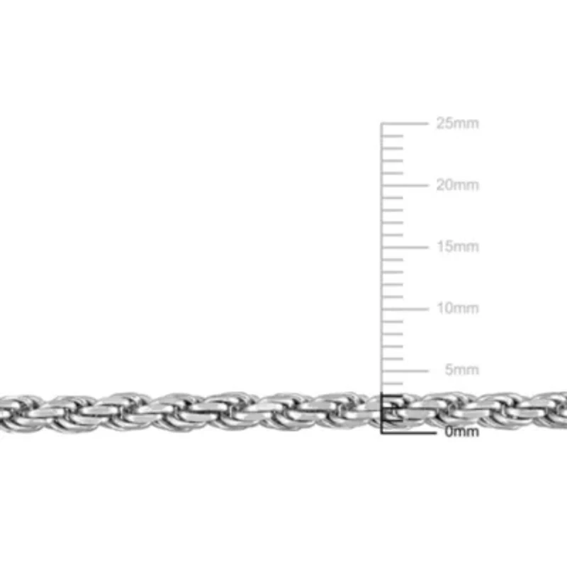 3.15mm Diamond Cut Rope Chain Necklace in Sterling Silver