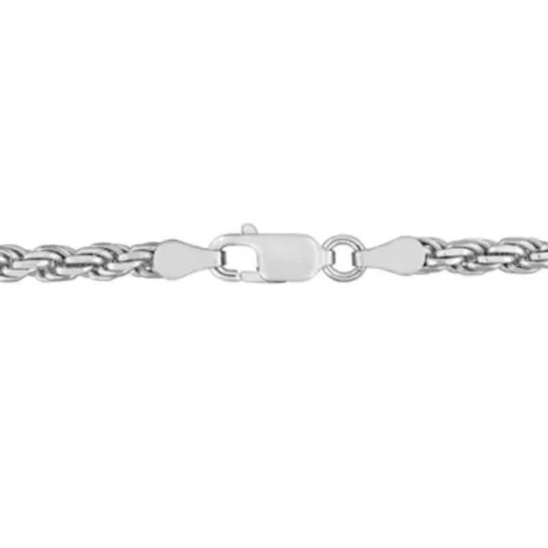 3.15mm Diamond Cut Rope Chain Necklace in Sterling Silver