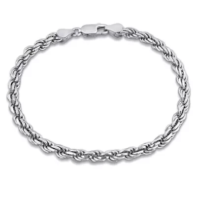 3.70mm Diamond Cut Rope Chain Bracelet in Sterling Silver
