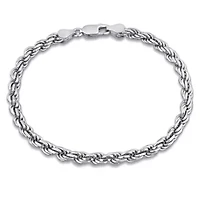 3.70mm Diamond Cut Rope Chain Bracelet in Sterling Silver