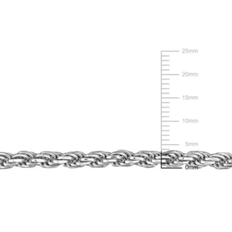 3.70mm Diamond Cut Rope Chain Bracelet in Sterling Silver