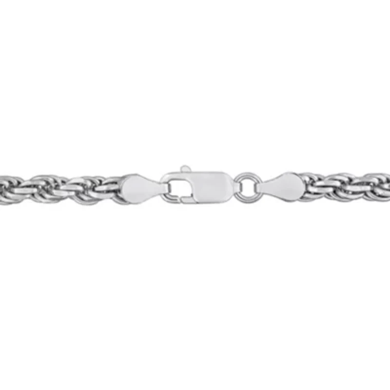 3.70mm Diamond Cut Rope Chain Bracelet in Sterling Silver