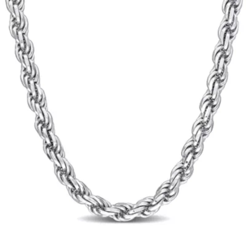 5mm Diamond Cut Rope Chain Necklace in Sterling Silver