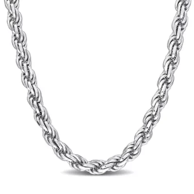5mm Diamond Cut Rope Chain Necklace in Sterling Silver