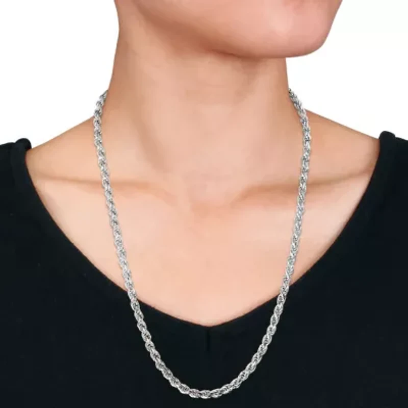 5mm Diamond Cut Rope Chain Necklace in Sterling Silver