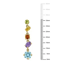Amethyst SKY Blue Topaz Citrine & Peridot Drop Earrings in Yellow Plated Sterling Silver