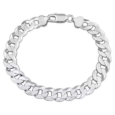 9.30mm Diamond Cut Curb Bevelled Anklet in Sterling Silver