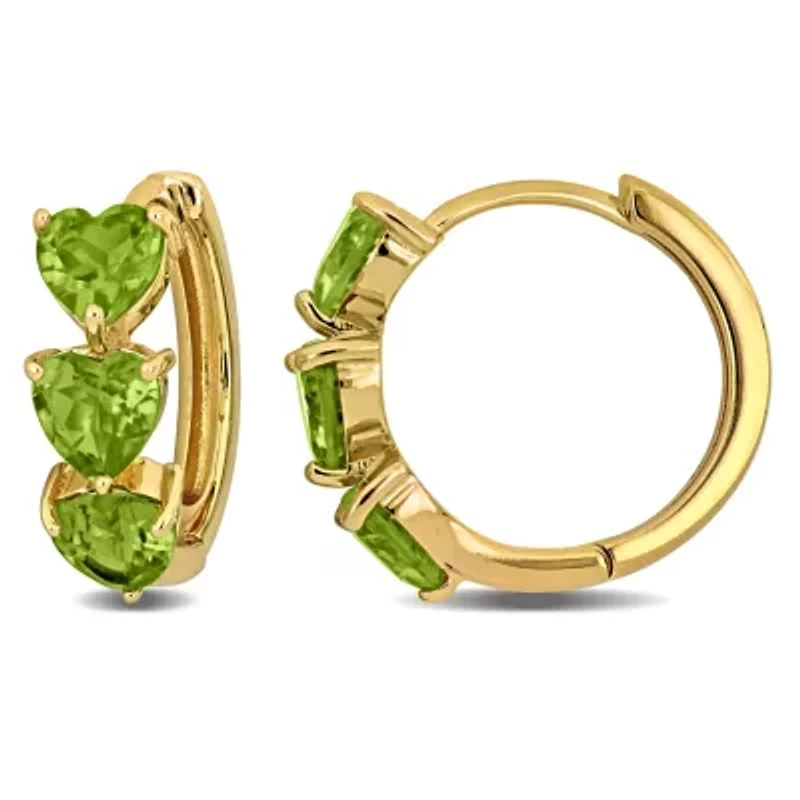 Peridot Hoop Earrings in Yellow Plated Sterling Silver