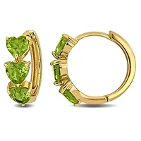 Peridot Hoop Earrings in Yellow Plated Sterling Silver