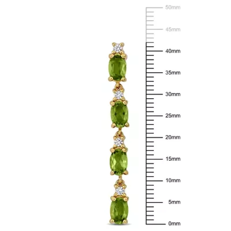 Peridot & White Topaz Drop Earrings in Yellow Plated Sterling Silver