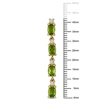 Peridot & White Topaz Drop Earrings in Yellow Plated Sterling Silver