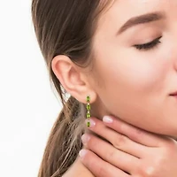 Peridot & White Topaz Drop Earrings in Yellow Plated Sterling Silver