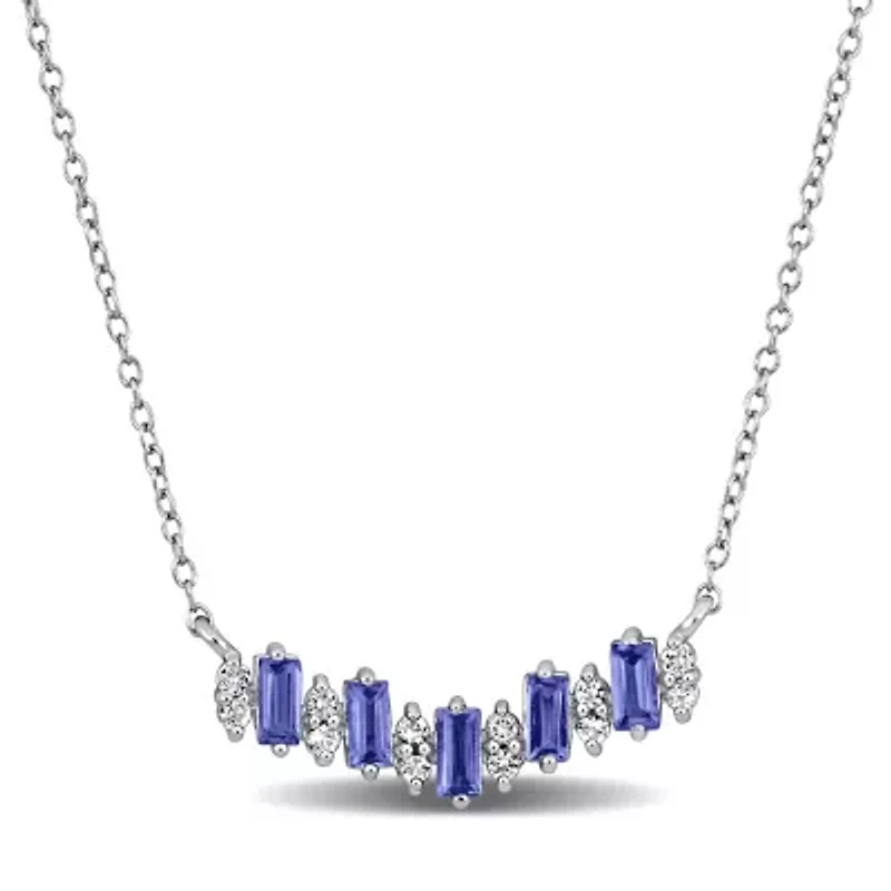 Tanzanite & White Topaz Necklace in Sterling Silver