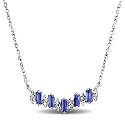 Tanzanite & White Topaz Necklace in Sterling Silver