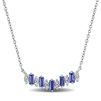 Tanzanite & White Topaz Necklace in Sterling Silver