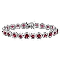Lab Created Created White Sapphire & Created Ruby Bracelet in Sterling Silver