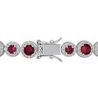 Lab Created Created White Sapphire & Created Ruby Bracelet in Sterling Silver