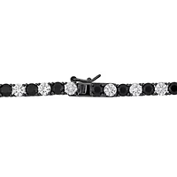 Lab Created Created White & Black Sapphire Tennis Necklace & Bracelet Set in Black Rhodium Plated Sterling Silver