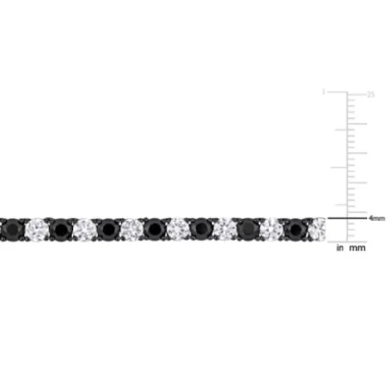 Lab Created Created White & Black Sapphire Tennis Necklace & Bracelet Set in Black Rhodium Plated Sterling Silver