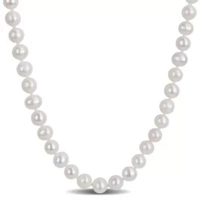 7-8 mm Cultured Freshwater Pearl Necklace with Brass Ball Clasp