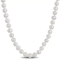 7-8 mm Cultured Freshwater Pearl Necklace with Brass Ball Clasp