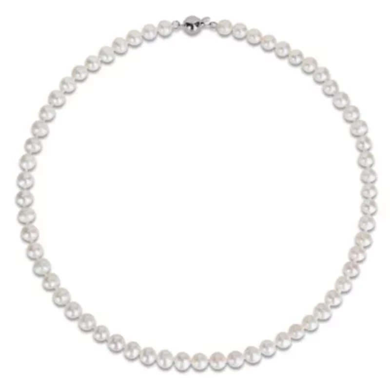 7-8 mm Cultured Freshwater Pearl Necklace with Brass Ball Clasp