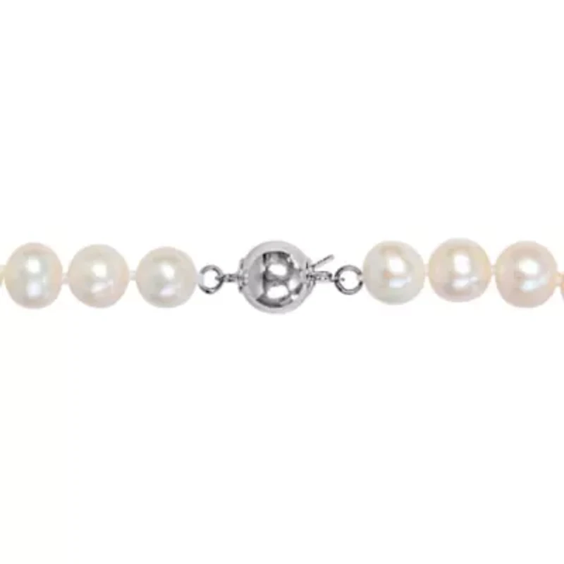 6-7 mm Cultured Freshwater Pearl Necklace with Brass Ball Clasp