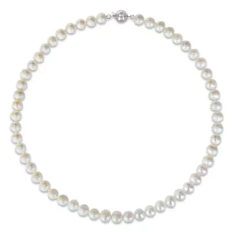 6-7 mm Cultured Freshwater Pearl Necklace with Brass Ball Clasp