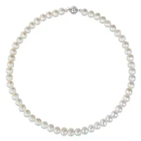 6-7 mm Cultured Freshwater Pearl Necklace with Brass Ball Clasp