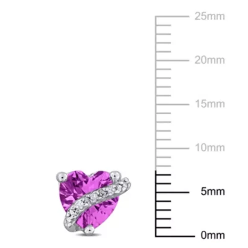 Lab Created Created Pink Sapphire Fashion Post Earrings in Sterling Silver