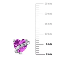 Lab Created Created Pink Sapphire Fashion Post Earrings in Sterling Silver