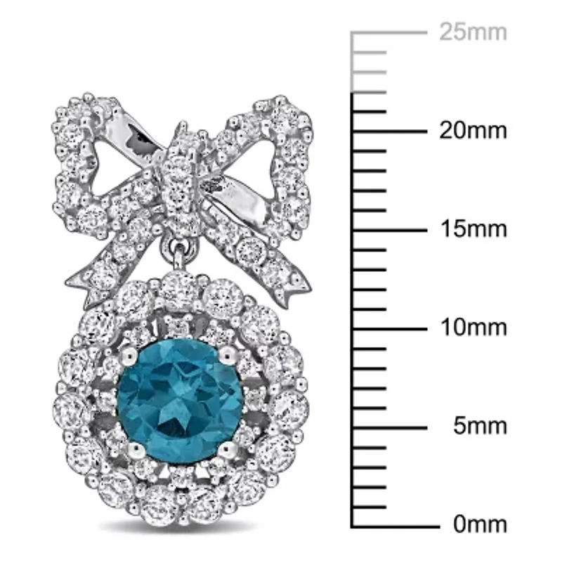 White Topaz Blue Topaz - London Fashion Post Earrings in Sterling Silver