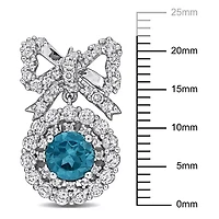 White Topaz Blue Topaz - London Fashion Post Earrings in Sterling Silver