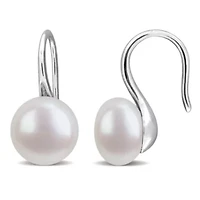 8-9 mm Freshwater Cultured Shepherd hook Pearl Earrings in Sterling Silver