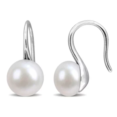 7-8 mm Freshwater Cultured Shepherd hook Pearl Earrings in Sterling Silver