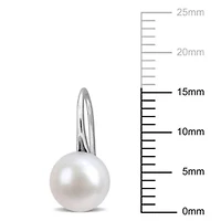 7-8 mm Freshwater Cultured Shepherd hook Pearl Earrings in Sterling Silver