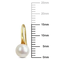 6-7 mm Freshwater Cultured Shepherd hook Pearl Earrings in Yellow Plated Sterling Silver