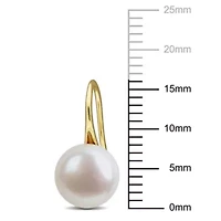 8-9 mm Freshwater Cultured Shepherd hook Pearl Earrings in Yellow Plated Sterling Silver
