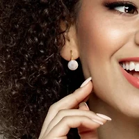 8-9 mm Freshwater Cultured Shepherd hook Pearl Earrings in Yellow Plated Sterling Silver