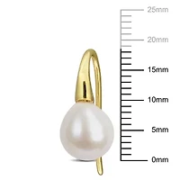 8- mm Freshwater Cultured Shepherd hook Pearl Earrings in Yellow Plated Sterling Silver