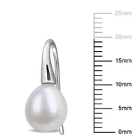 8-9mm Freshwater Cultured Shepherd hook Pearl Earrings in Sterling Silver