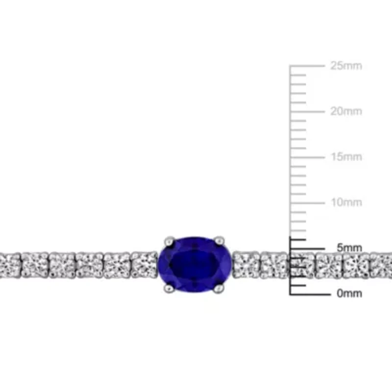 Lab Created Created Blue Sapphire & Created White Sapphire Bracelet in Sterling Silver