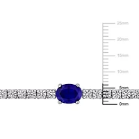 Lab Created Created Blue Sapphire & Created White Sapphire Bracelet in Sterling Silver