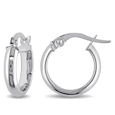 14mm Hoop Earrings in 10k Polished White Gold